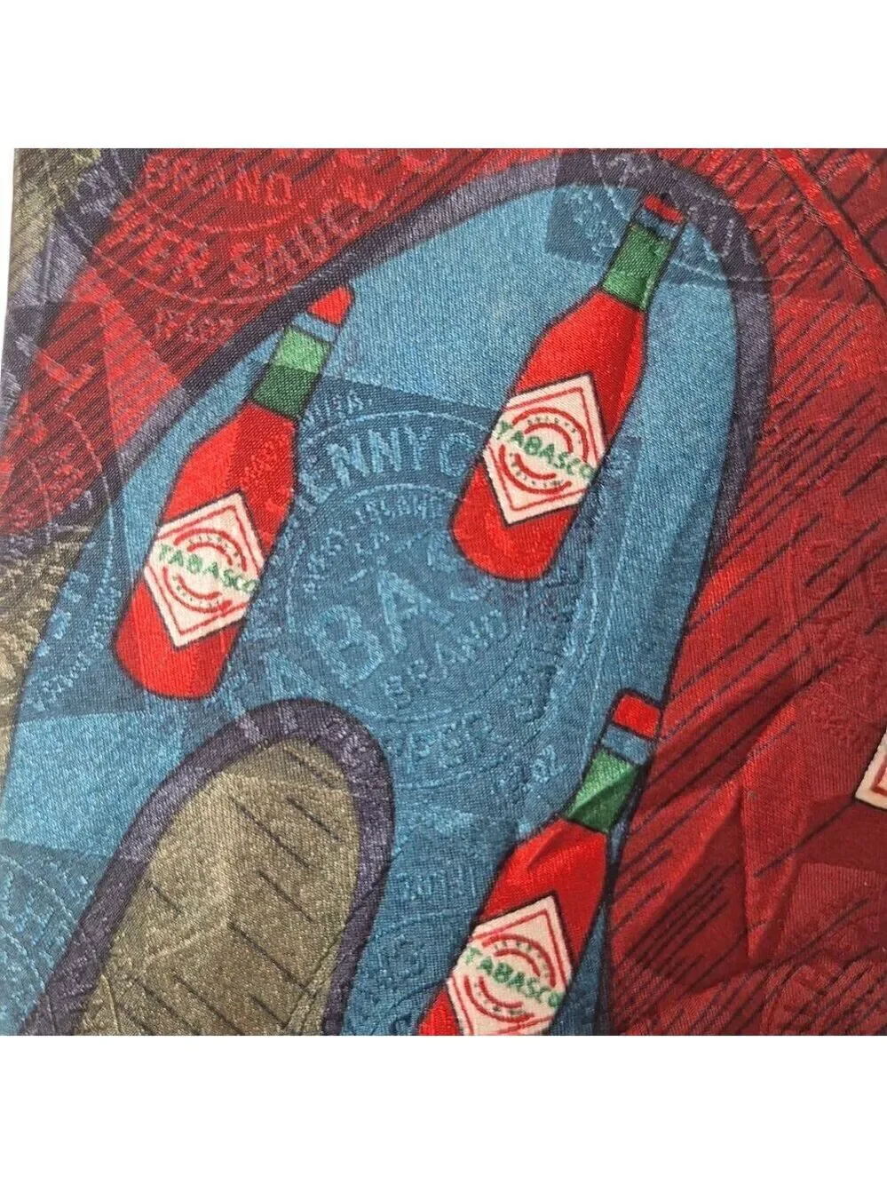 Tabasco Silk Necktie Blue Red Green Teal